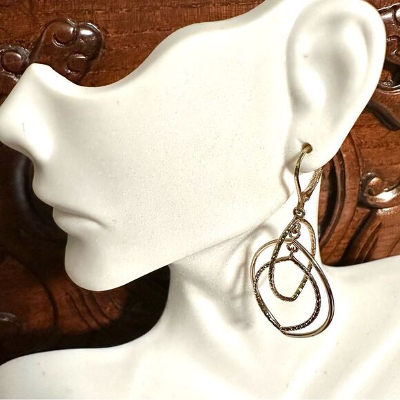 Anne Klein gold tone orbital oval lever earrings - Picture 7 of 8